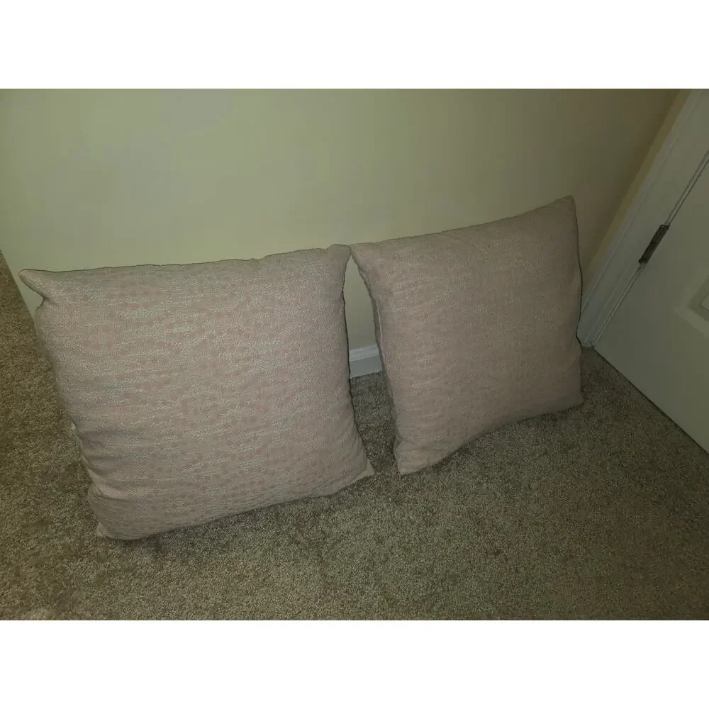 Set of 2 Antonio Salgado 20x20 Blush Pink Jacquard Throw Pillow Made in Portugal
